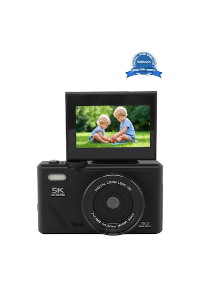 Vothoon 5K 75MP 3.0" Ekran 18X Zomm Hd Dijital Kamera