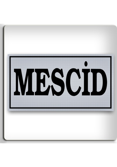 Mescid - Yönlendirme Levhası - Kendinden Yapışkanlı Metalik Gümüş Gri Tabela 8x15 Cm