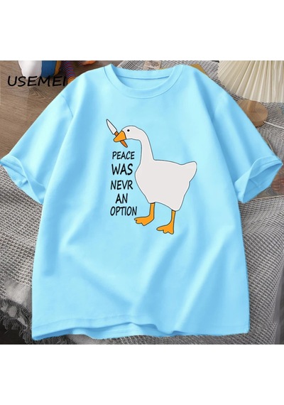 Flood Of Style Kaz Barış Asla Bir Seçenek Oldu T-shirt Erkek Kadın Yaz Pamuk Tee Moda Eğlence Serin Erkek Gi Mavi