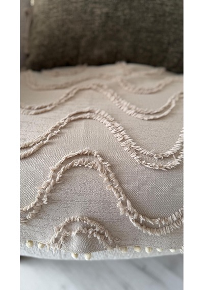 Diletto Oturma Yerini Kapatan Dalgalı Ponponlu Koltuk Örtüsü Berjer Örtüsü 70x95 Cm Vizon Vizon
