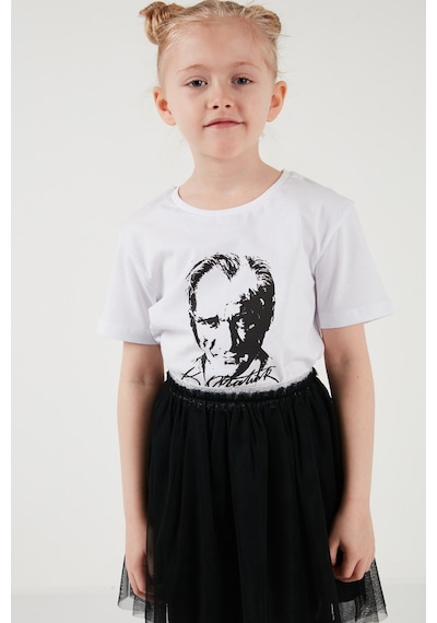 Lela Atatürk Baskı Tütü Etekli 23 Nisan 19 Mayıs 29 Ekim 10 Kasım Gösteri Kız Çocuk Takım 6212022 Beyaz