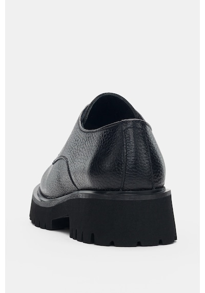 Calder Hakiki Deri Bağcıklı Kadın Loafer- Siyah