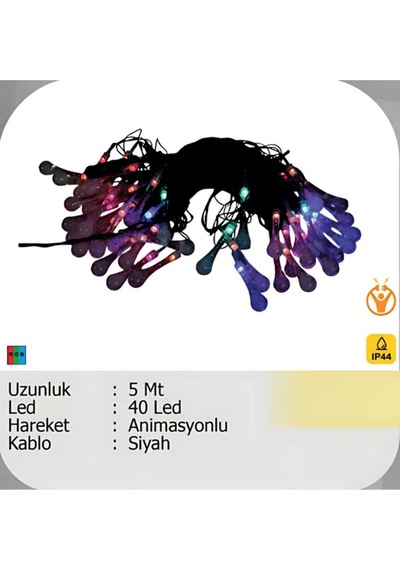Elektrikhouse Led Peri Işığı 40 Led - Animasyonlu 5 Metre Çok Renkli