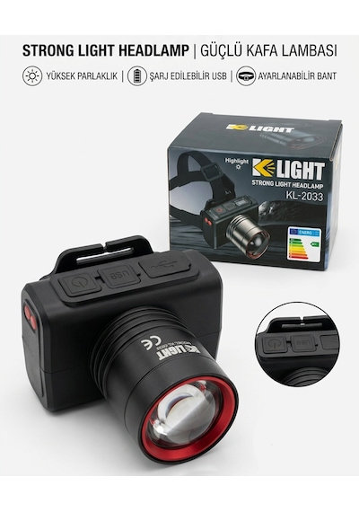K Light Kl-2033 Şarjlı Kafa Lambası Çok Renkli