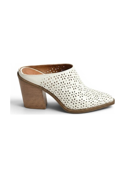 Fox Shoes Y654930703 Beyaz Hakiki Deri Western Topuklu Kadın Terlik