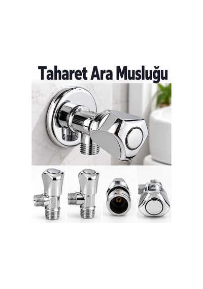 Krom Taharet Ara Musluğu Tuvalet Ve Banyo Su Bağlantı Musluğu Parlak Kaplama