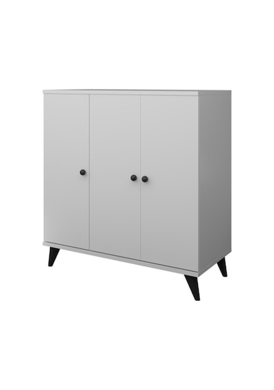 Simple Çok Amaçlı Dolap 4 Raflı 3 Kapaklı 90x44x96 Beyaz Beyaz