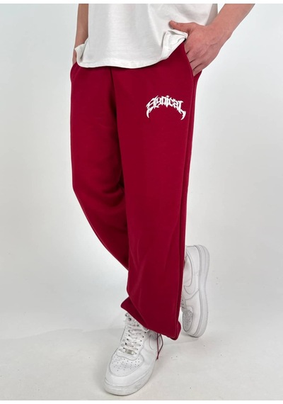 Zaee Syncl Yazlık Nakışlı Ayarlanabilir Baggy Eşofman Altı Bordo