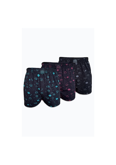 Malabadi Erkek 3 Lü Siyah Premium Collection Desenli Geniş Kalıp Modal Boxer 3m254 Siyah
