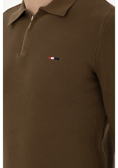 U.S. Polo Assn. Erkek Regular Fit Yarım Fermuarlı Haki Basic Kazak 50298266-VR027