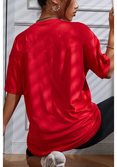 Flood Of Style Unisex Berkeley Baskılı T-shirt Kırmızı