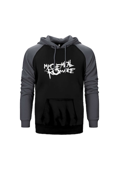 My Chemical Romance Logo Gri Renk Reglan Kol Kapşonlu Sweatshirt Gri