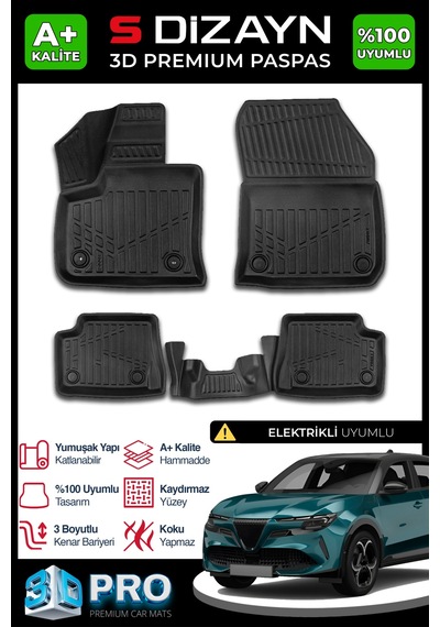 S-dizayn Alfa Romeo Junior Elektrikli 3d Pro Havuzlu Paspas 2024 Üzeri A+ Kalite