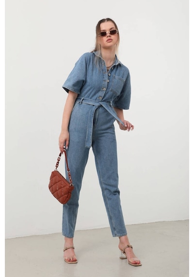 Kadın Yarasa Kol Jean Tulum Mavi 001