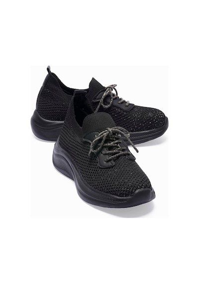 Kadın Triko Sneaker Sim Detaylı Hafif Konfor Taban Taş Bağcıklı Günlük Spor Ayakkabı Melia Siyah Siyah Kadın Triko Sneaker Sim Detaylı Hafif Konfor Taban Taş Bağcıklı Günlük Spor Ayakkabı Melia Siyah Siyah