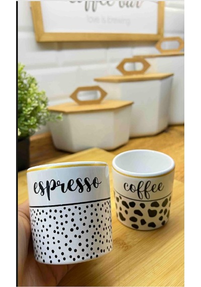 Espresso Yazılı Desenli Espresso, Double Türk Kahvesi Fincanı Kulpsuz Bardak Diğer
