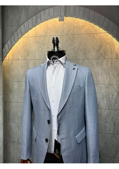 Dupont Classics Dupont Slim Fit Mono Yaka 6 Drop Yarım Astar Çift Yırtmaç 2'li Takım Elbise Buz Mavi Dupont Classics Dupont Slim Fit Mono Yaka 6 Drop Yarım Astar Çift Yırtmaç 2'li Takım Elbise Buz Mavi