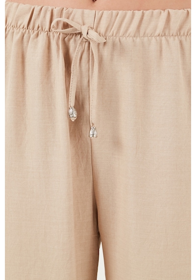 Lela Relaxed Fit Bol Paça Bayan Pantolon 5865826 Taş