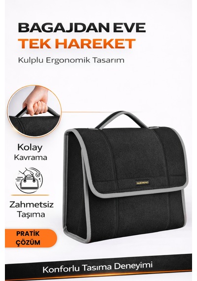 Oto Bagaj Organizer Bagaj Çantası M Boy Kaymaz Cırt Bantlı Velur Kompakt Düzenleyici - Mcx4