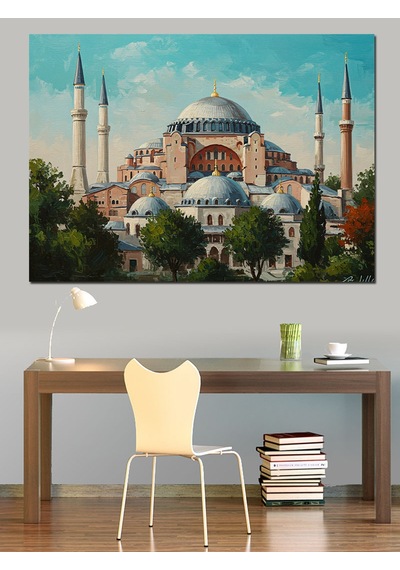 Ayasofya Ve İstanbul Manzarası Dekoratif Kanvas - Mdf Ahşap Tablo