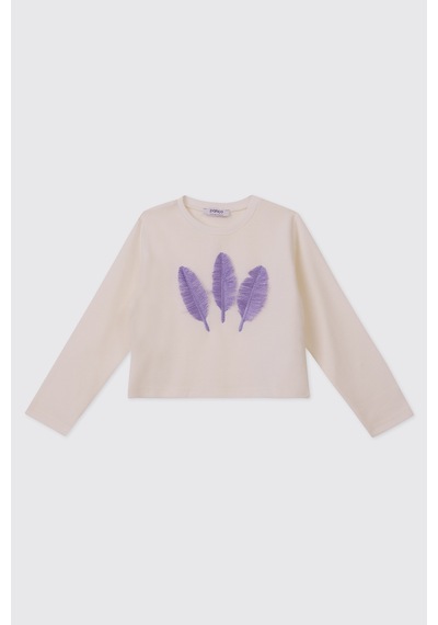 Panço Kız Çocuk Ekru-lila Sweatshirt 2521gk08064 Krem Panço Kız Çocuk Ekru-lila Sweatshirt 2521gk08064 Krem