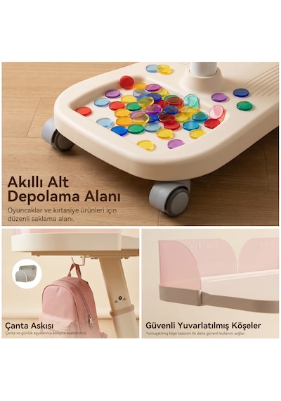Bonny Mobil Çocuk Çalışma Sandalye Seti Pembe
