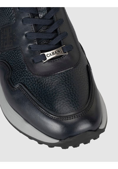 Cabani Lacivert Erkek Hakiki Deri Sneaker Ayakkabı