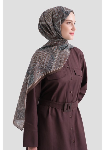 Armine Elegance Pamuk - İpek Şal As464 Kahverengi
