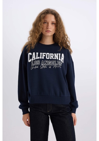 DeFacto Loose Fit Bisiklet Yaka Baskılı Kalın Kumaş Sweatshirt E3390AXNSNV44 DeFacto Loose Fit Bisiklet Yaka Baskılı Kalın Kumaş Sweatshirt E3390AXNSNV44