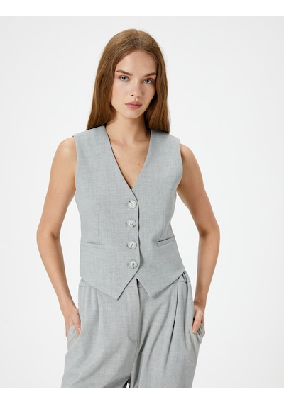 Koton Blazer Yelek Düğmeli V Yaka Arkası Kemer Detaylı Rahat Kalıp Gri Melanj 4sal20049ıw Gri Melanj Koton Blazer Yelek Düğmeli V Yaka Arkası Kemer Detaylı Rahat Kalıp Gri Melanj 4sal20049ıw Gri Melanj
