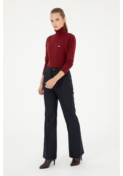 U.S. Polo Assn. Kadın Lacivert Çizgili Slim Flare Fit Kanvas Pantolon 50298552-VR033 U.S. Polo Assn. Kadın Lacivert Çizgili Slim Flare Fit Kanvas Pantolon 50298552-VR033