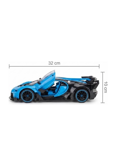1:12 Ölçek 8 Fonksiyonlu Bugetti Chiron Tasarımlı Duman Efektli Uzaktan Kumandalı Yarış Arabası Mavi