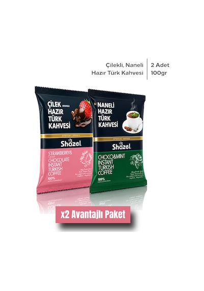 Shazel Hazır Türk Kahvesi Naneli Çilekli 100 Gr 2 Adet