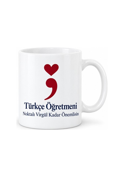 Storeşahin Türkçe Öğretmeni Noktalı Virgül Tasarımlı Porselen Kupa - Model 390 Shn0720 Çok Renkli