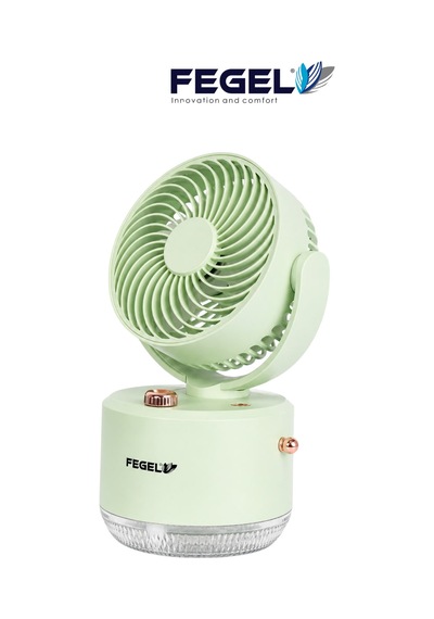 Fegel FG-03 Masaüstü Şarjlı Nemlendiricili Otomatik Dönüşlü LED Işıklı Fan