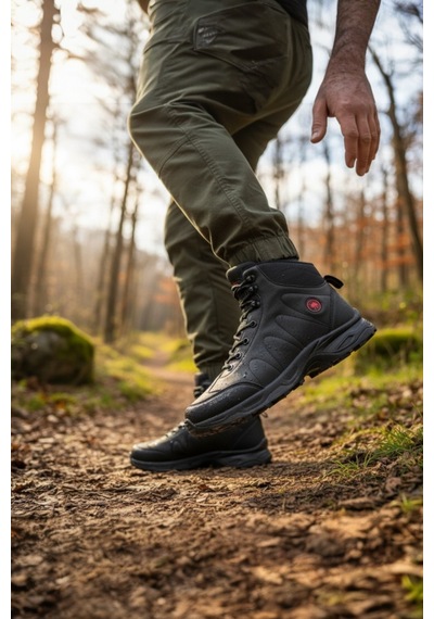 Enoch Erkek Siyah Büyük Numara Waterproof Yüksek Bilekli Outdoor Trekking Ve Doğa Botu Siyah