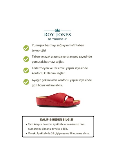 Roy Jones Kadın Kırmızı Kısa Topuk Günlük Ev Terlik 1816 Kırmızı