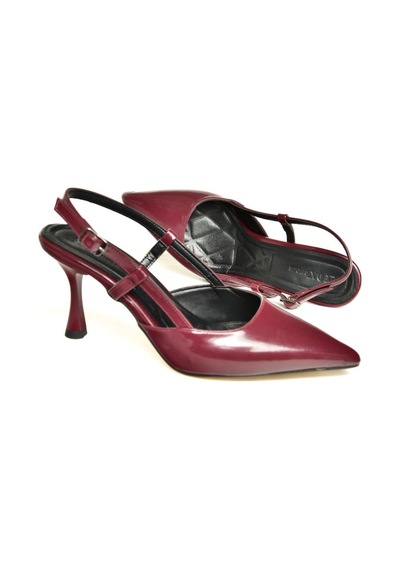 Fox Shoes U480441108 Bordo Rugan İnce Topuklu Kadın Abiye Ayakkabı Bordo