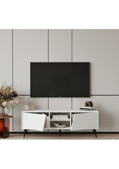 Roma Tv Ünitesi 140 Cm Mdf Metal Ayak Beyaz