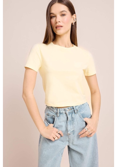 DeFacto Coool Fitted Bisiklet Yaka Basic Düz Kısa Kollu Tişört Z8790AZ25SMYL83