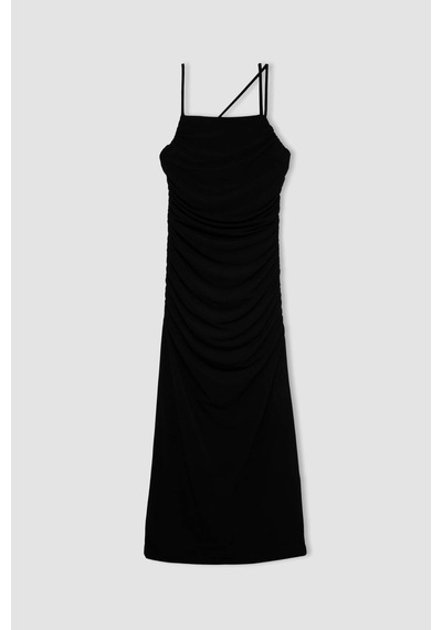 DeFacto Bodycon Askılı Midi Elbise C8948AX24SMBK81