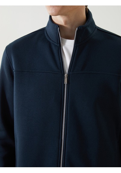 Lcw Vision Lacivert Dik Yaka Uzun Kollu Erkek Fermuarlı Sweatshirt