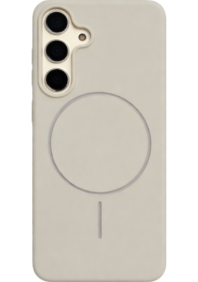 Samsung Galaxy S24 Plus Uyumlu İçi Kadife Magsafe Wireless Şarj Özellikli Taş Renkli Telefon Kılıfı Bej
