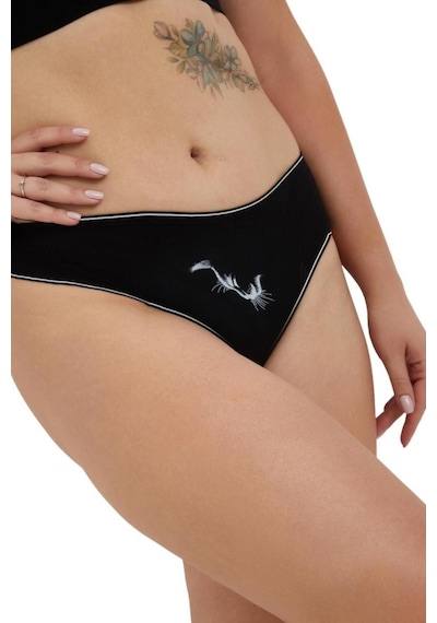 Alya Underwear Kadın Bato Tanga Pamuklu Külot, Büyük Beden String, 5'li Paket- 2 Siyah, 1 Beyaz, 2 Ten Siyah P13
