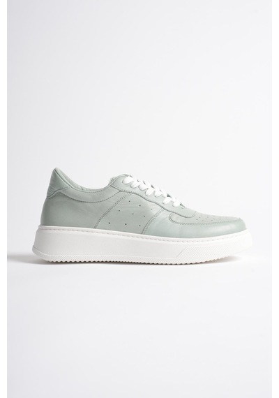 Analin Shoes Kadın Hakiki Deri Sneaker Bağcıklı Spor Ayakkabı Yeşil