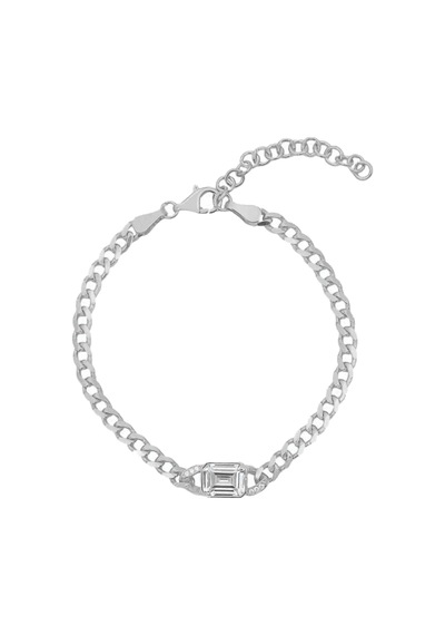 Baget Taşlı Zincir Bileklik 719111 Silver Gümüş