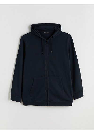 Lcwaıkıkı Classic Lacivert Büyük Beden Kapüşonlu Erkek Kalın Fermuarlı Sweatshirt