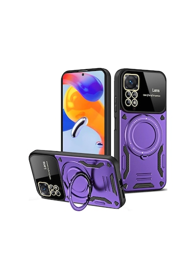 Xiaomi Redmi Note 12 Pro 4g Kılıf Joy Lens Standlı Kapak - Mor Düz Renkli