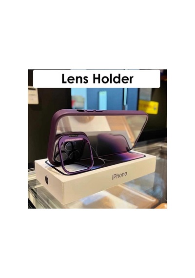 İphone 15 Pro Uyumlu Kılıf Kamera Korumalı Açılır Pencere Standlı Arkası Şeffaf + Lens Koruyucu Resimde Görünen