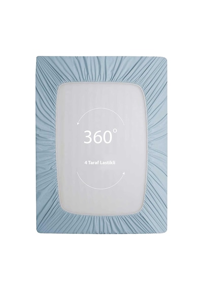 Soley Jersey %100 Pamuk Çift Kişilik 180 X 200 Lastikli Çarşaf Mavi